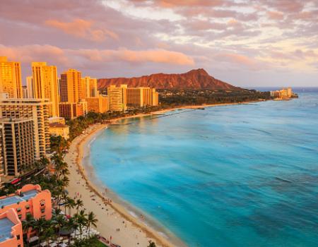 An aerial view of Waikiki